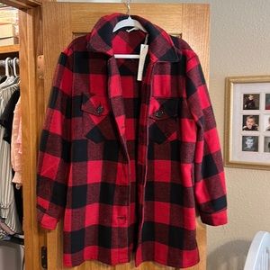 Red and black plaid shacket